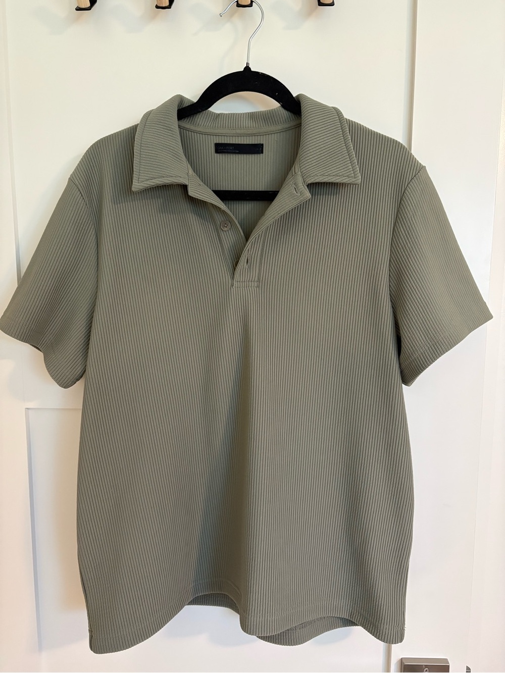 OAK + FORT Olive Ribbed Short-Sleeve Polo
